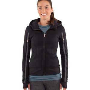 LULULEMON Special Edition Uba Hoodie Reflective Black Fitted Jacket Size 4